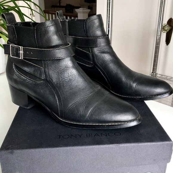 Tony Bianco Black Leather Rigby Ankle Boots Size 9.5 - Picture 8 of 10